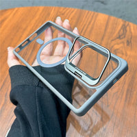 Magnetic Fold Lens Holder Transparent Wireless Charging Case Samsung