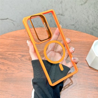 Magnetic fold lens holder transparent wireless charging case samsung - product image