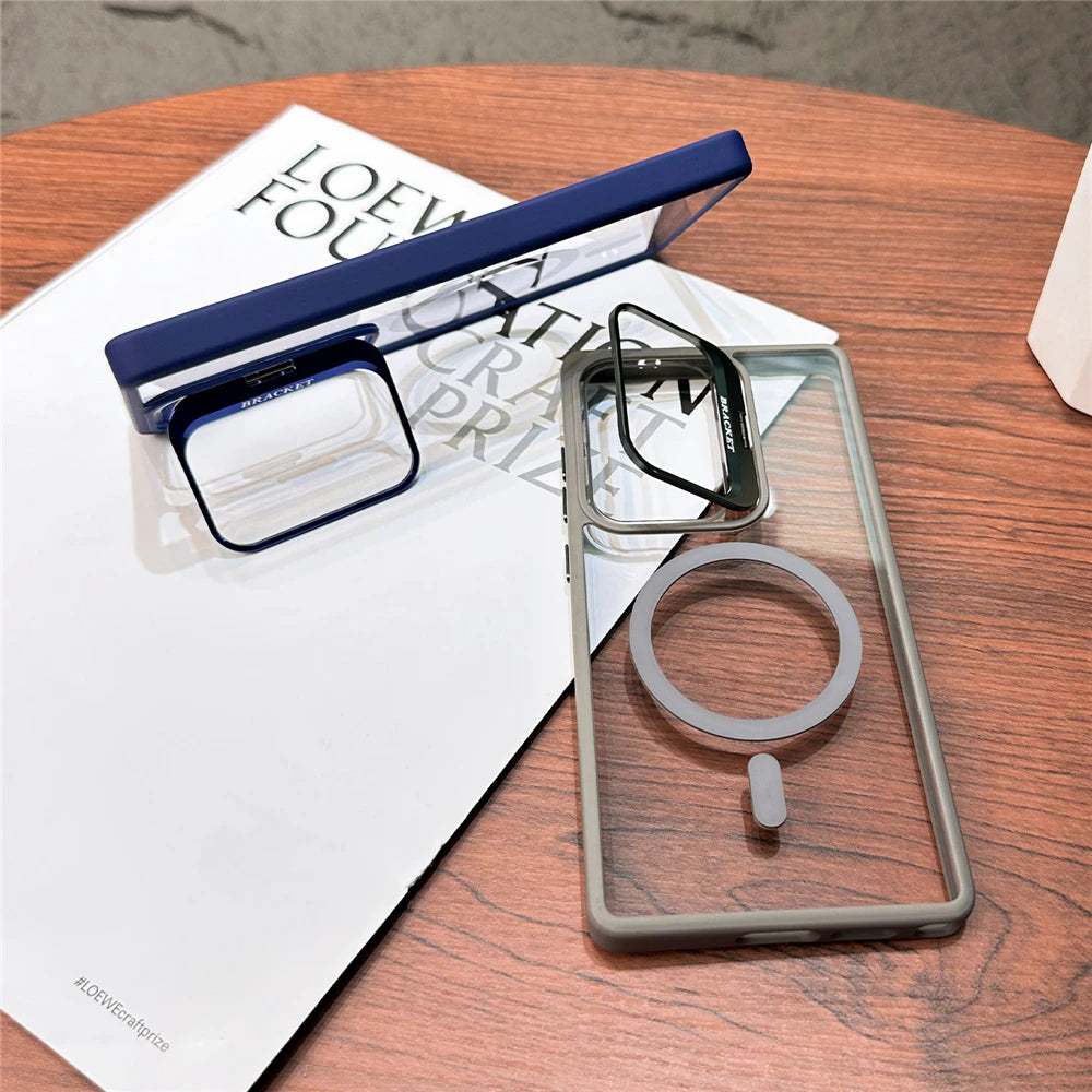 Magnetic fold lens holder transparent wireless charging case samsung - product image