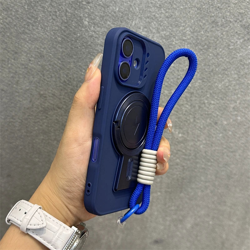 Magnetic fold stand wrist strap matte case - product image