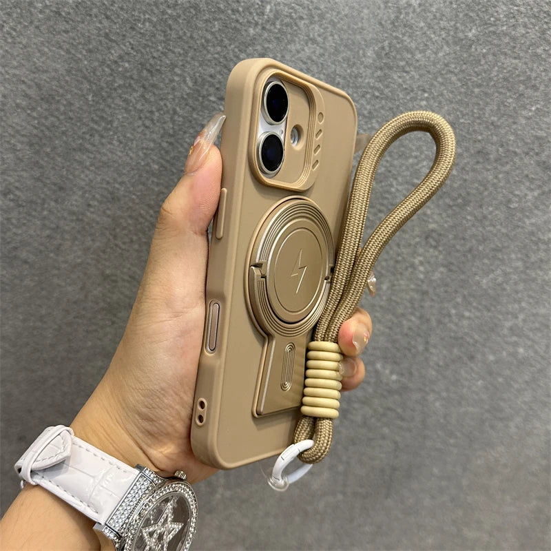 Magnetic fold stand wrist strap matte case - product image