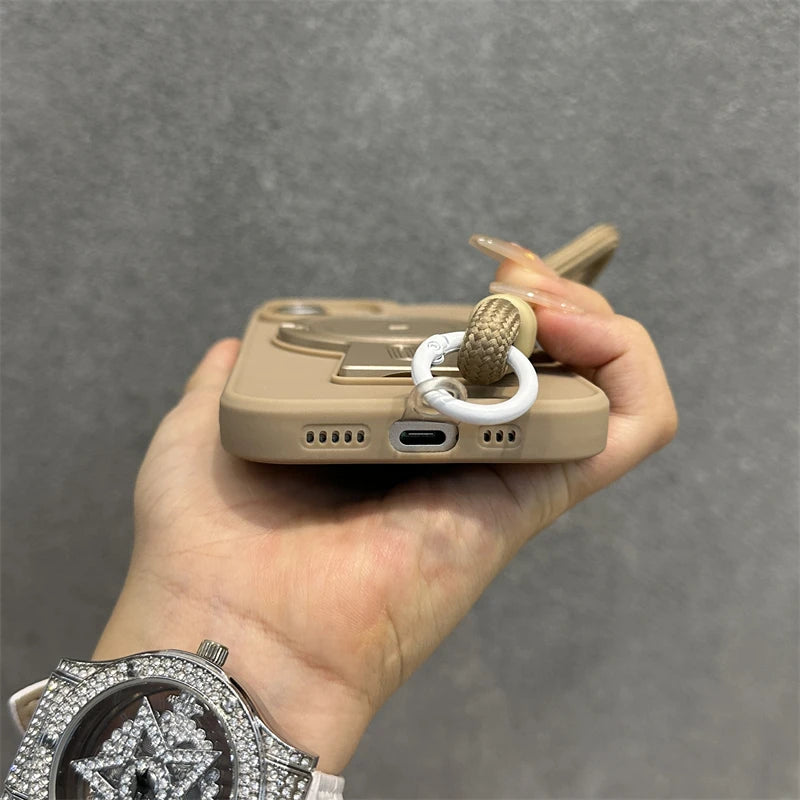 Magnetic fold stand wrist strap matte case - product image