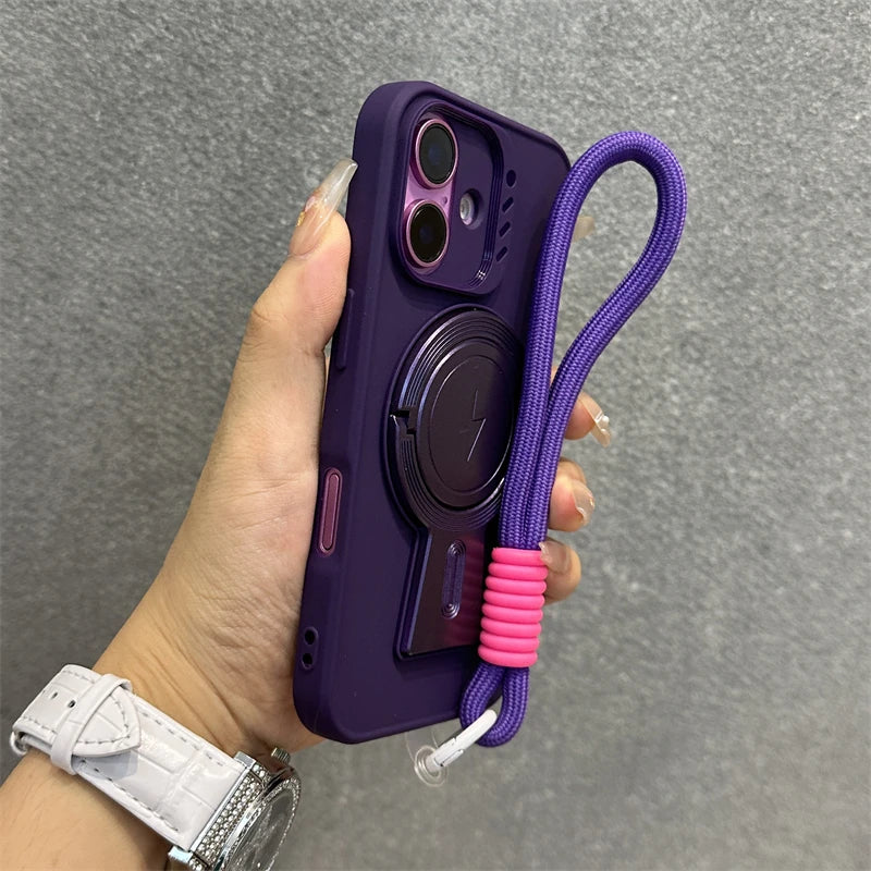 Magnetic fold stand wrist strap matte case - product image