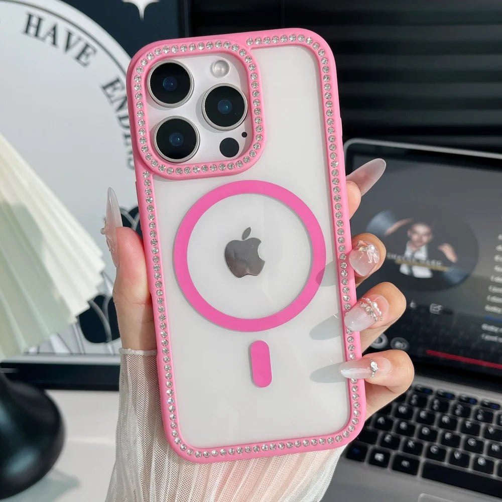 Magnetic glitter diamond clear rhinestone case - product image