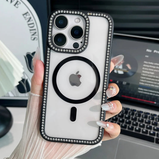 Magnetic glitter diamond clear rhinestone case - product image