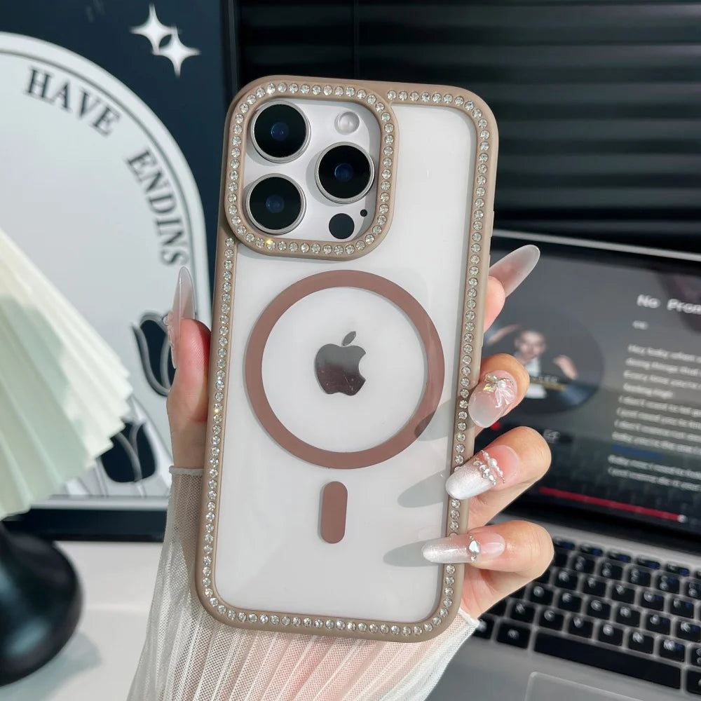 Magnetic glitter diamond clear rhinestone case - product image