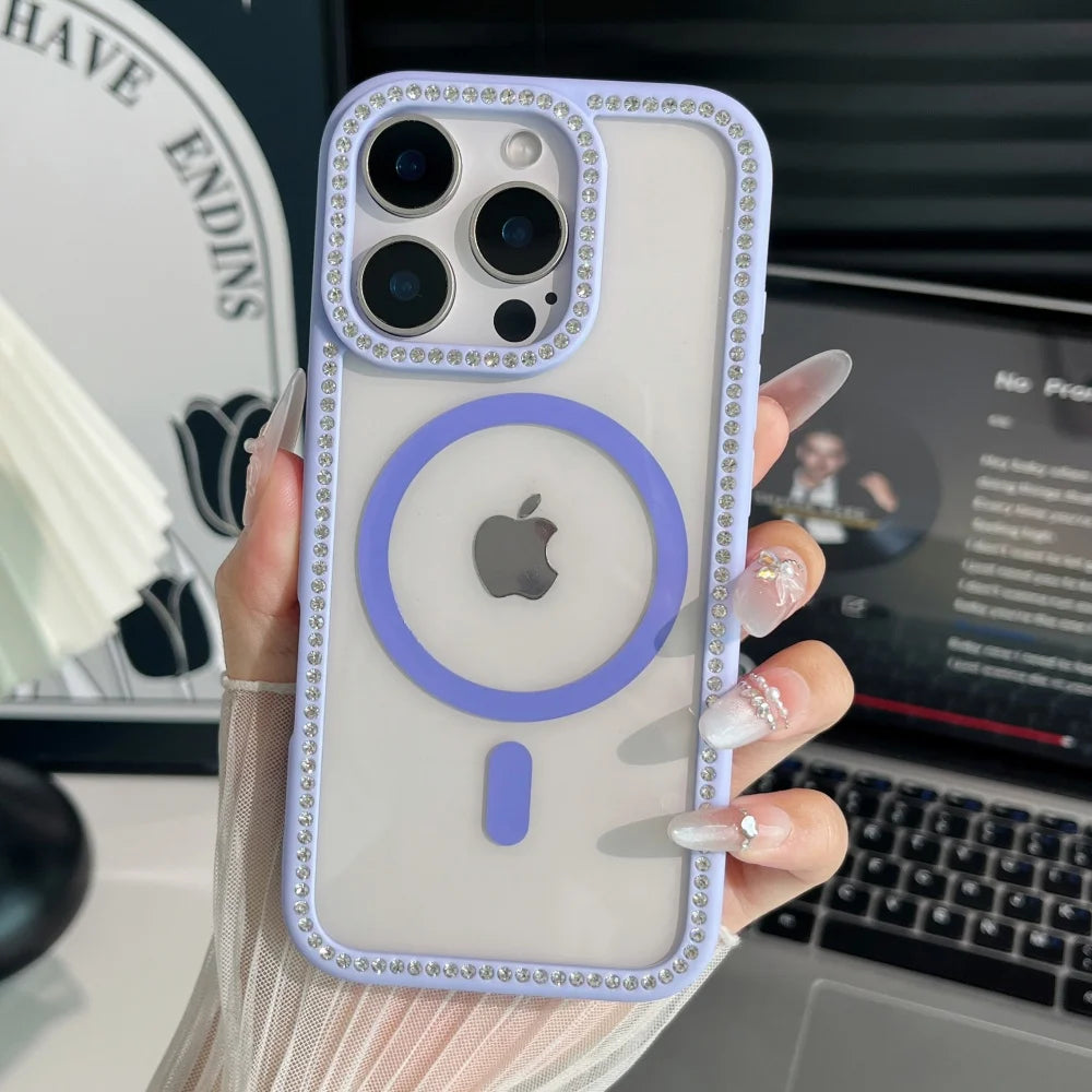 Magnetic glitter diamond clear rhinestone case - product image