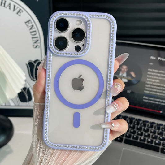 Magnetic glitter diamond clear rhinestone case - product image