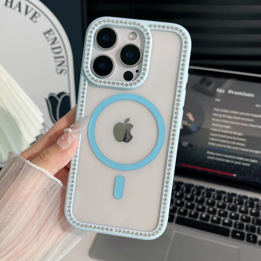 Magnetic glitter diamond clear rhinestone case - product image
