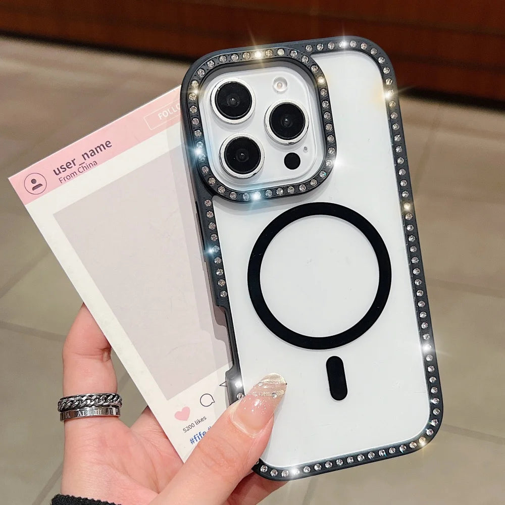 Magnetic glitter rhinestone hard cover - product image