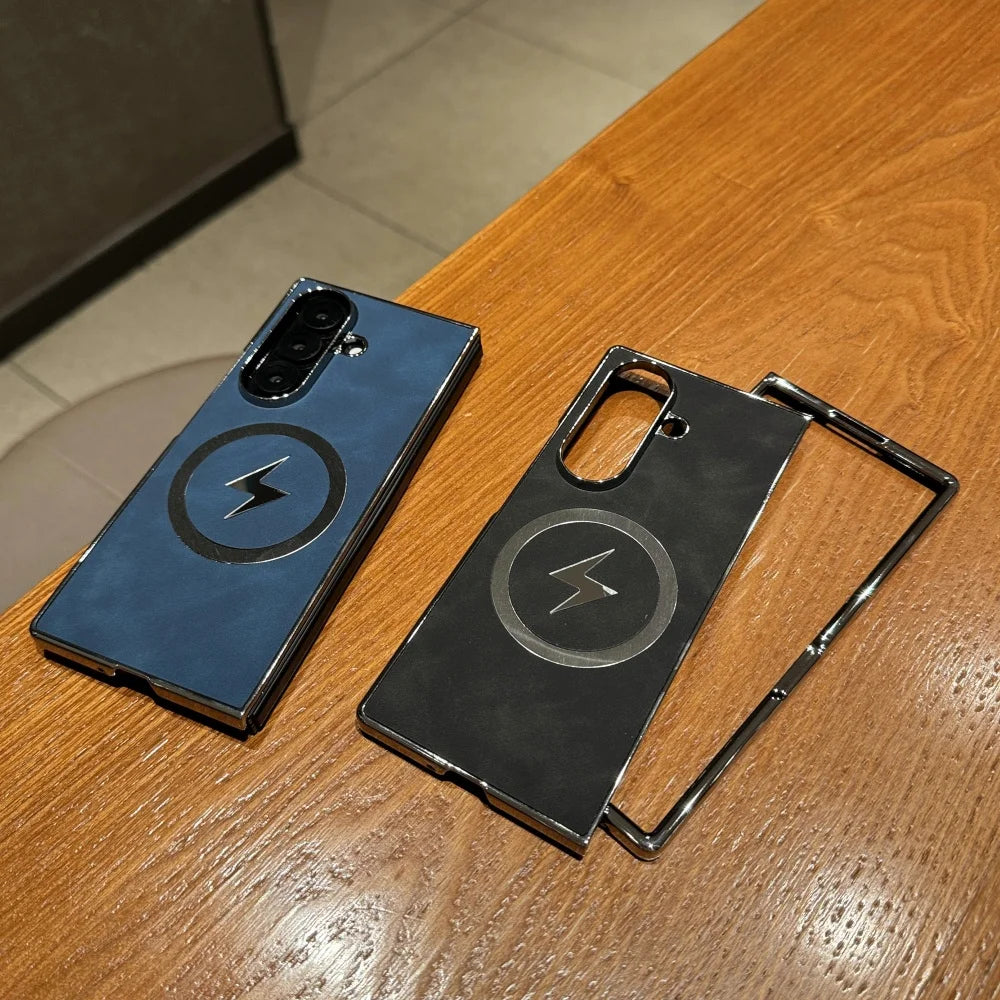 Magnetic matte leather plating soft silicone bumper case samsung z fold - product image