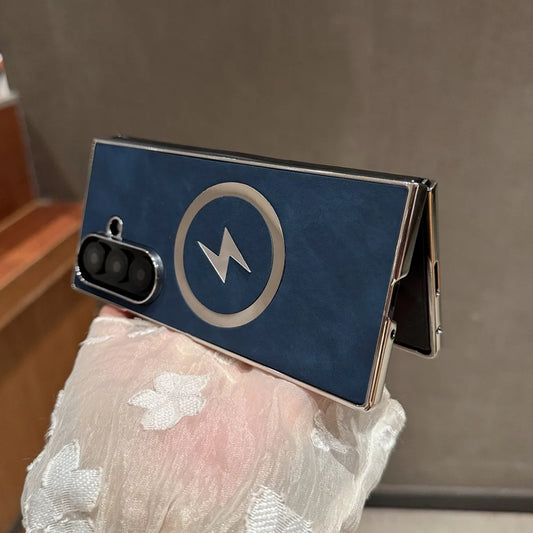 Magnetic matte leather plating soft silicone bumper case samsung z fold - product image