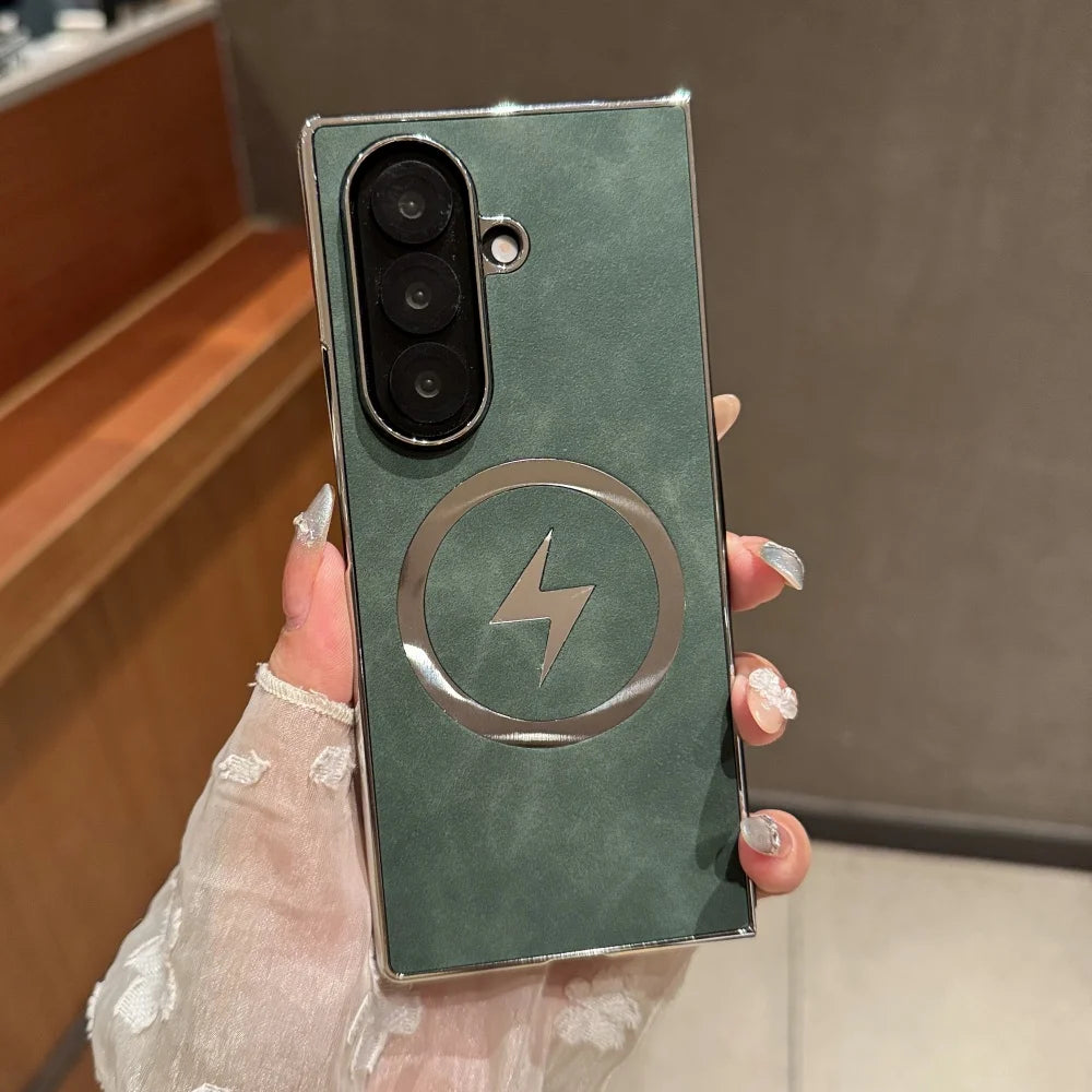 Magnetic matte leather plating soft silicone bumper case samsung z fold - product image