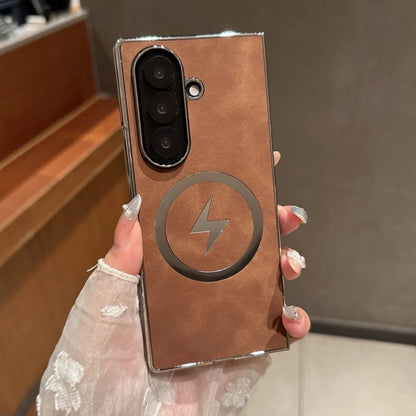 Magnetic matte leather plating soft silicone bumper case samsung z fold - product image