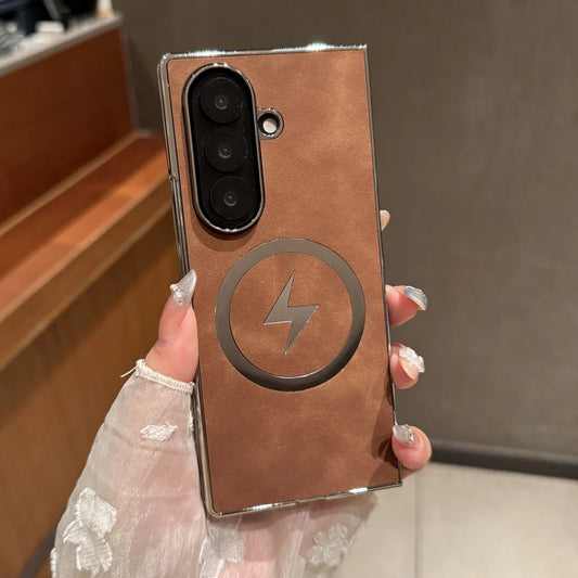 Magnetic matte leather plating soft silicone bumper case samsung z fold - product image