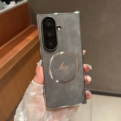 Magnetic matte leather plating soft silicone bumper case samsung z fold - product image