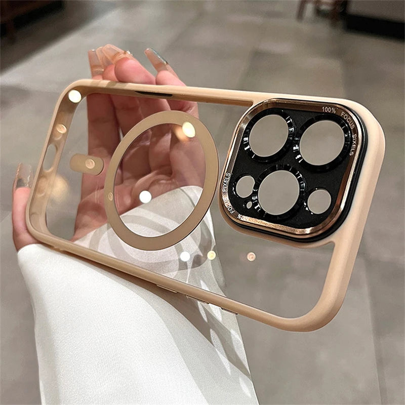 Magnetic metal lens protection phone case - product image