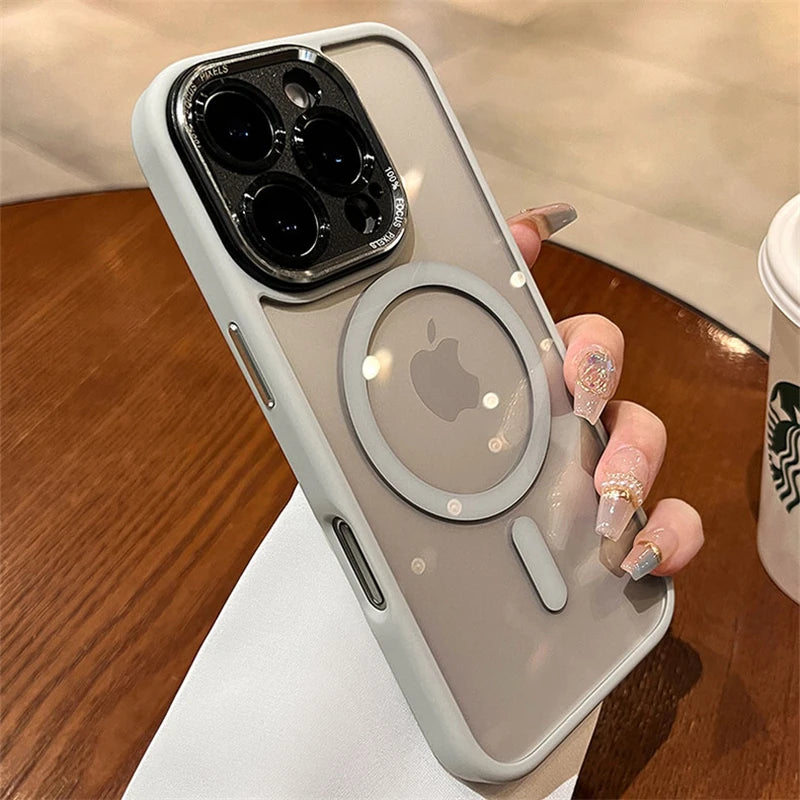 Magnetic metal lens protection phone case - product image