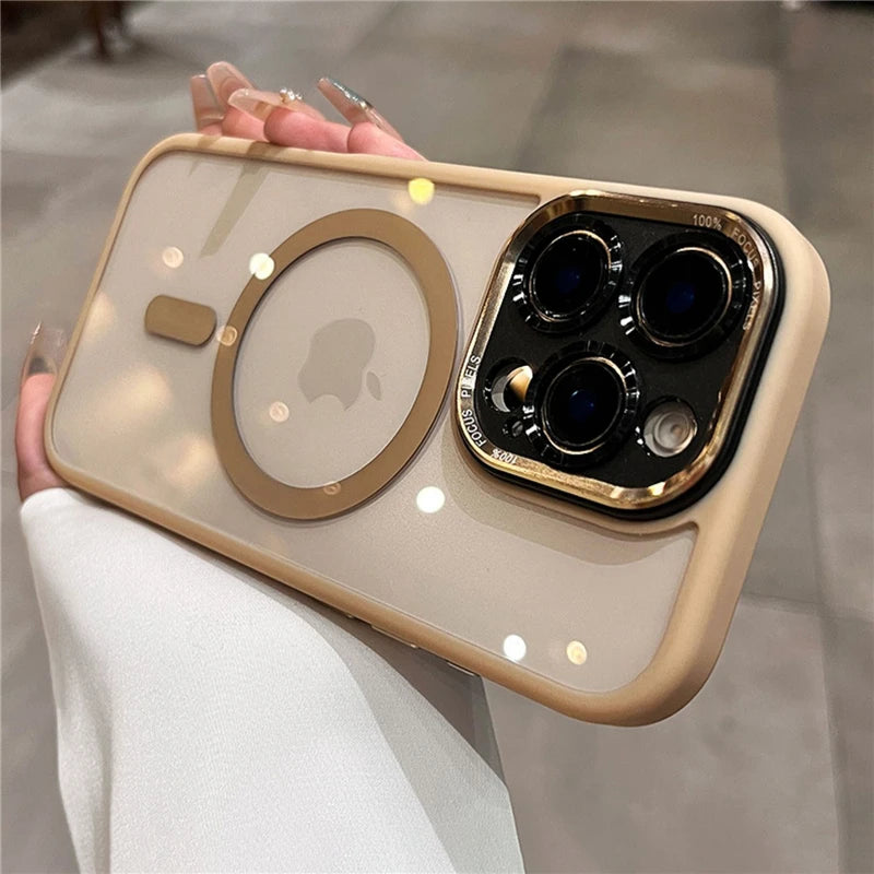 Magnetic metal lens protection phone case - product image