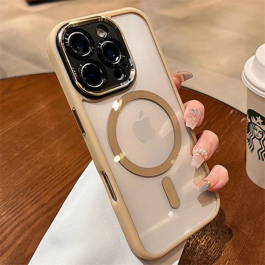 Magnetic metal lens protection phone case - product image