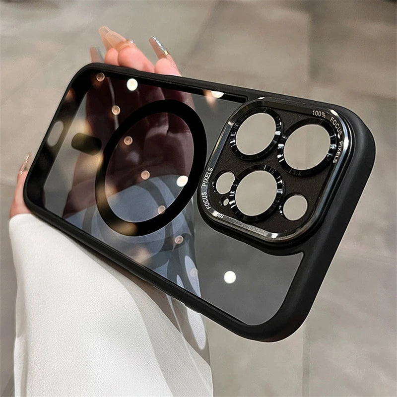 Magnetic metal lens protection phone case - product image