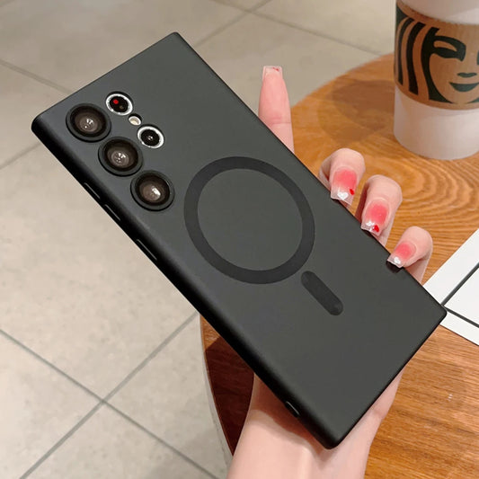 Magnetic wireless charge matte soft silicone phone case samsung - product image