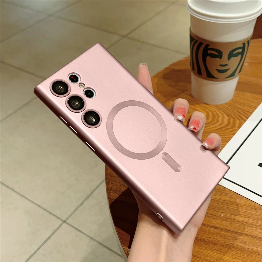 Magnetic wireless charge matte soft silicone phone case samsung - product image