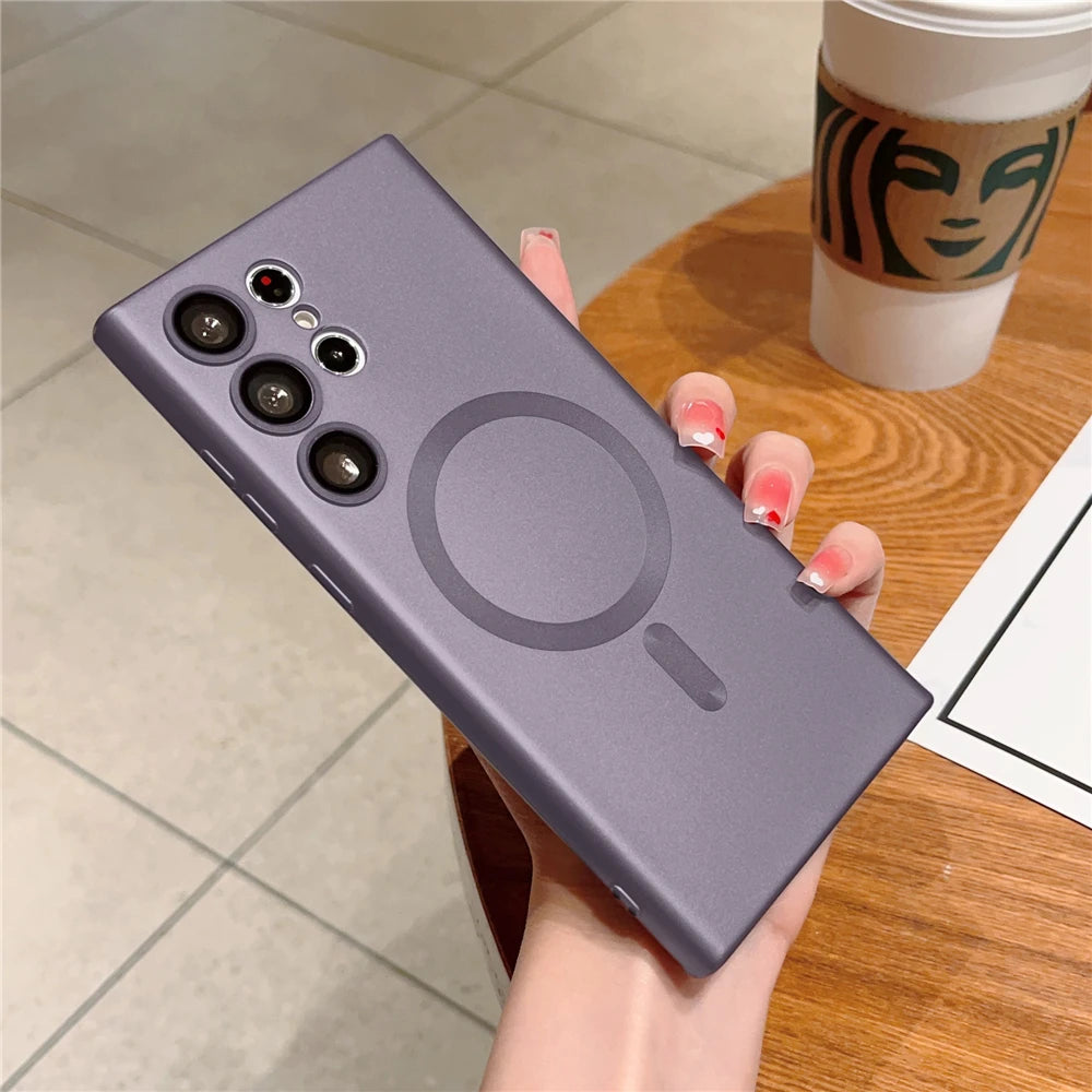 Magnetic wireless charge matte soft silicone phone case samsung - product image