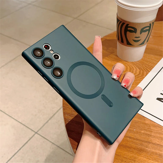 Magnetic wireless charge matte soft silicone phone case samsung - product image