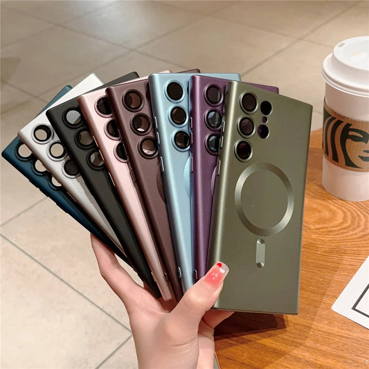 Magnetic wireless charge matte soft silicone phone case samsung - product image