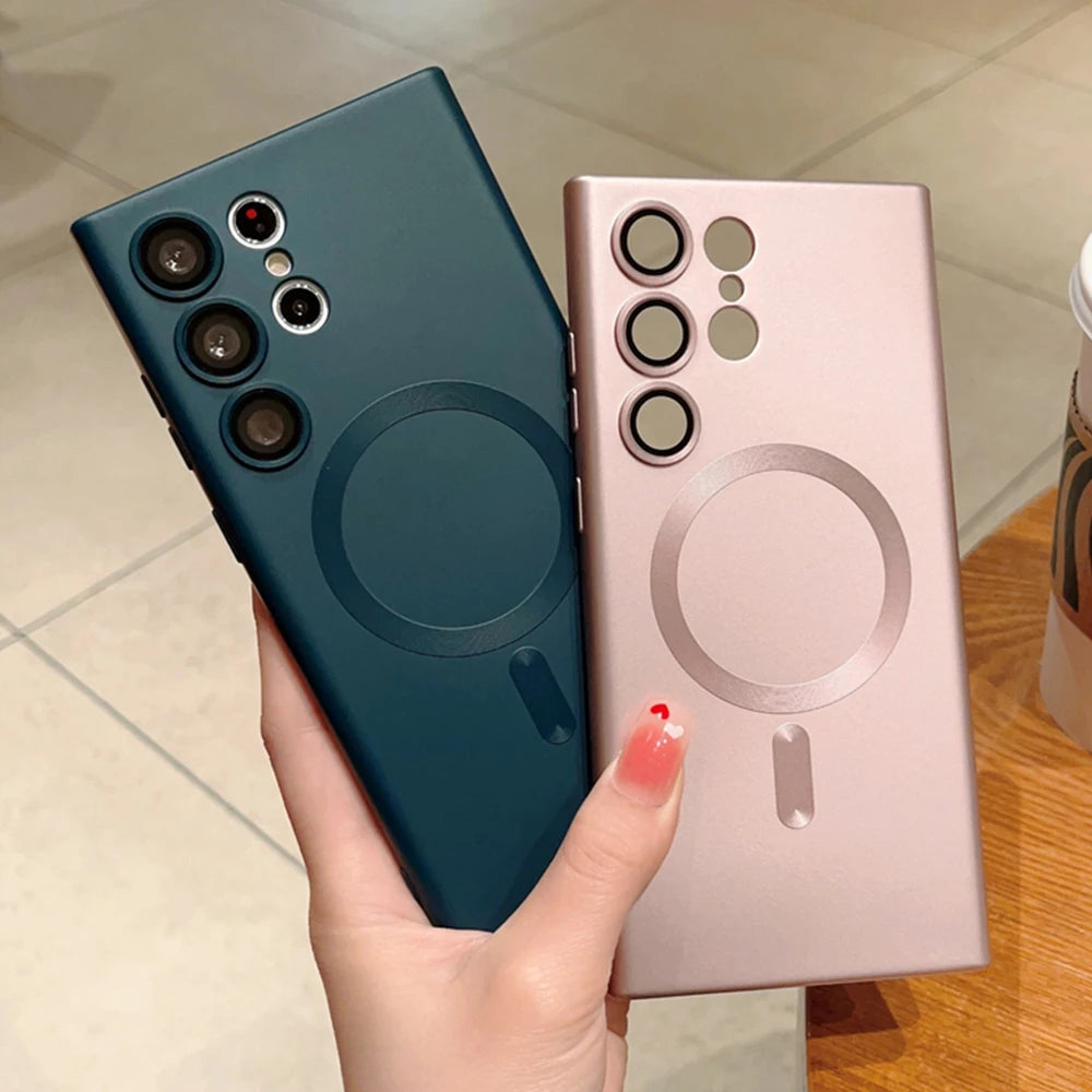 Magnetic wireless charge matte soft silicone phone case samsung - product image