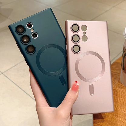 Magnetic wireless charge matte soft silicone phone case samsung - product image