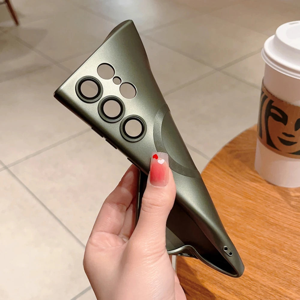 Magnetic wireless charge matte soft silicone phone case samsung - product image