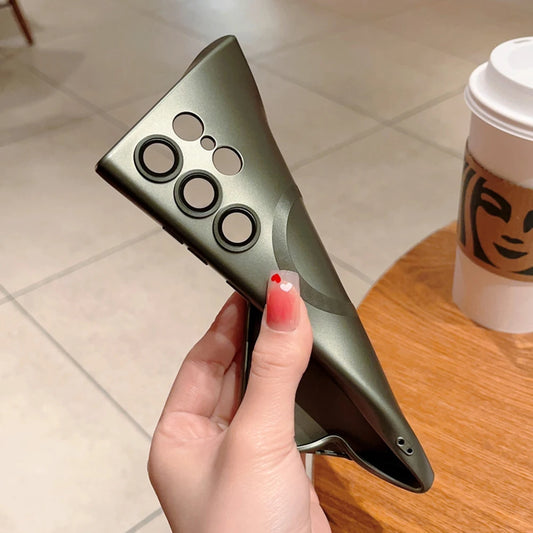 Magnetic wireless charge matte soft silicone phone case samsung - product image