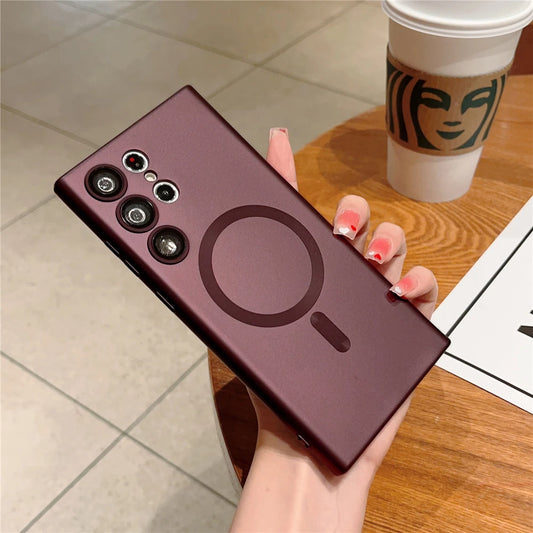 Magnetic wireless charge matte soft silicone phone case samsung - product image