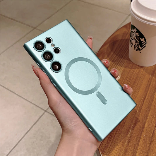 Magnetic wireless charge matte soft silicone phone case samsung - product image