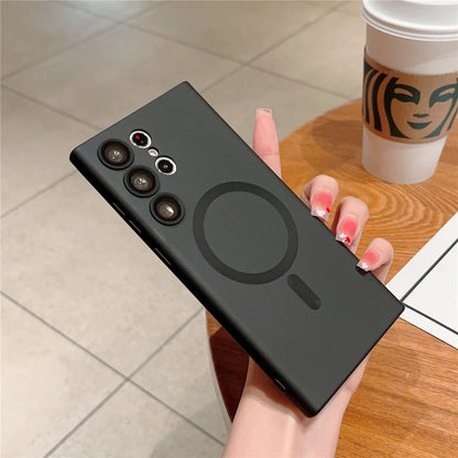 Magnetic wireless charge matte soft silicone phone case samsung - product image