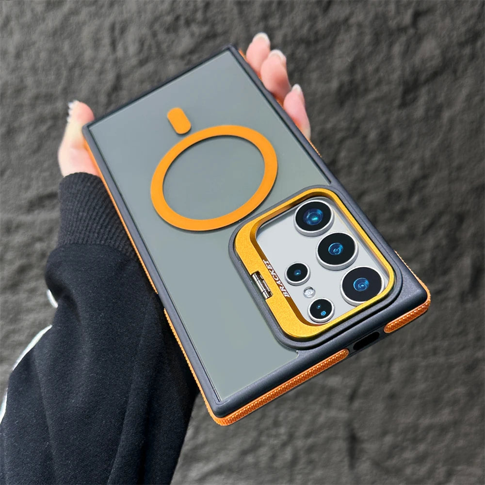 Magnetic wireless charging fold lens stand holder case - product image