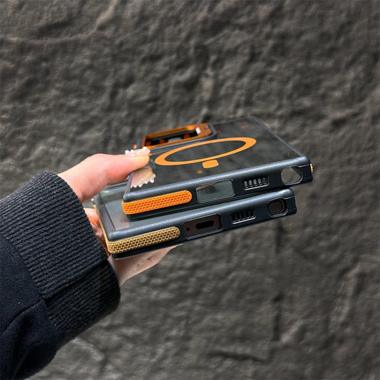 Magnetic wireless charging fold lens stand holder case - product image