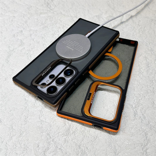 Magnetic wireless charging fold lens stand holder case - product image