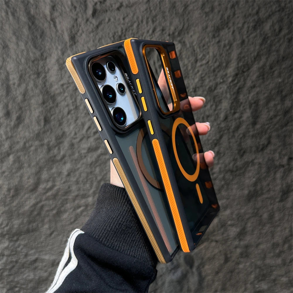 Magnetic wireless charging fold lens stand holder case - product image