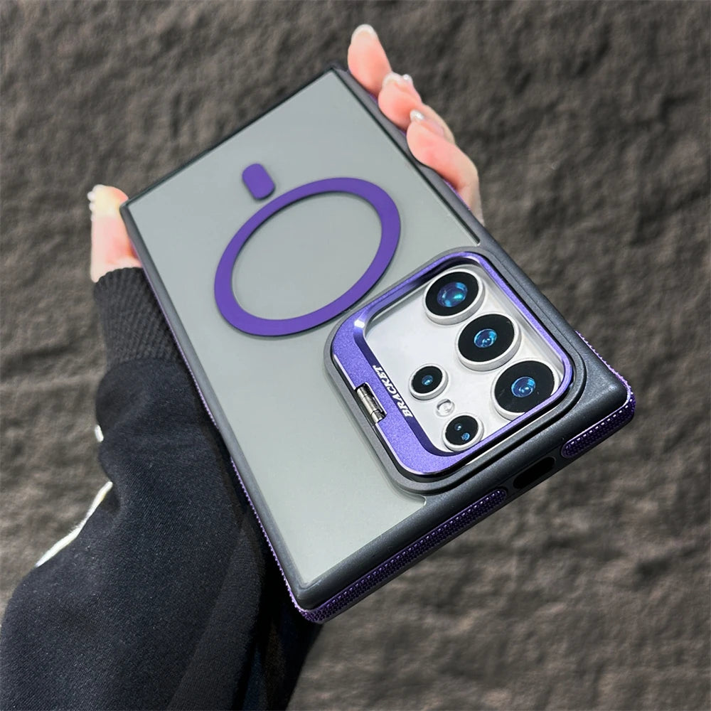 Magnetic wireless charging fold lens stand holder case - product image