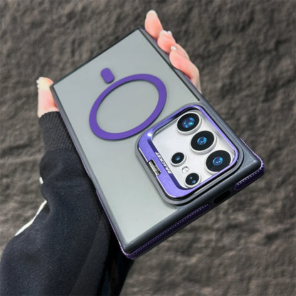 Magnetic wireless charging fold lens stand holder case - product image