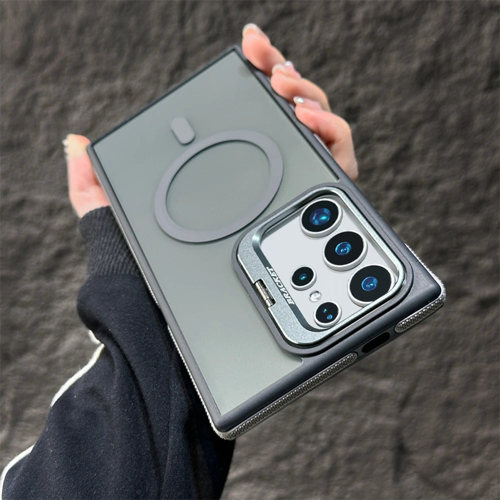 Magnetic wireless charging fold lens stand holder case - product image