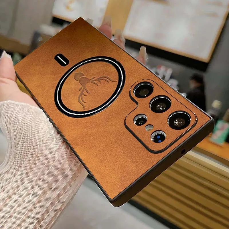 Magnetic wireless charging leather shockproof soft case samsung - product image