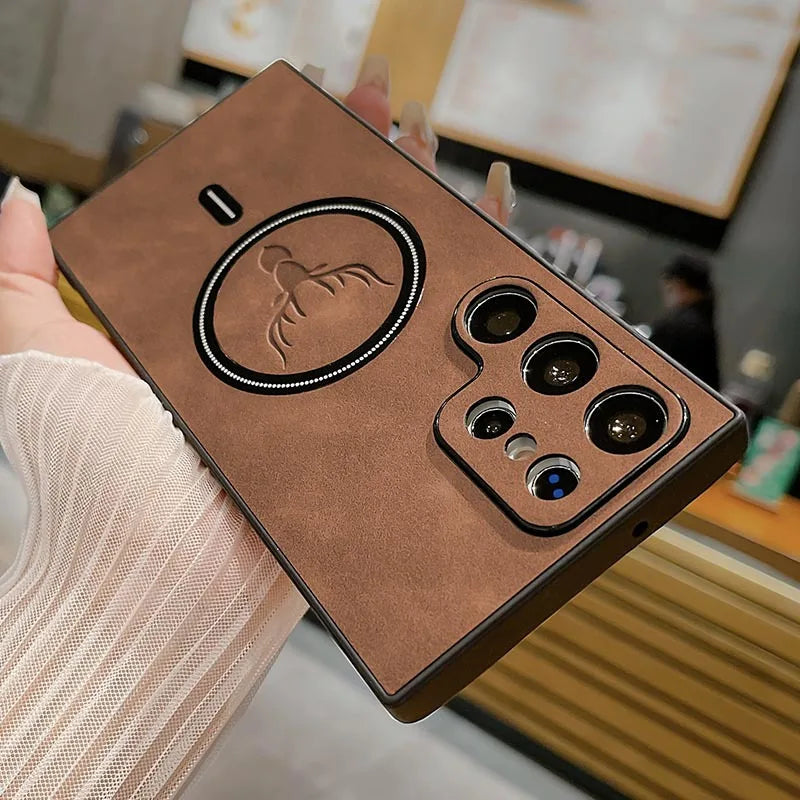 Magnetic wireless charging leather shockproof soft case samsung - product image