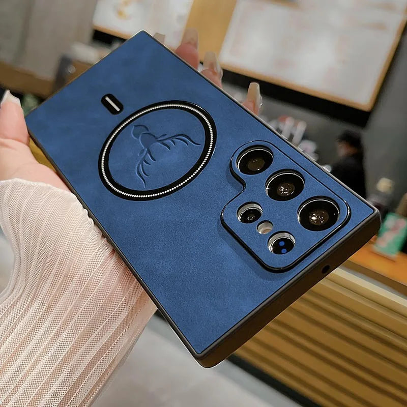 Magnetic wireless charging leather shockproof soft case samsung - product image