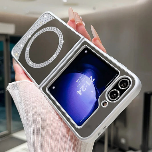 Magnetic wireless charging makeup mirror bling diamonds hard case samsung - product image