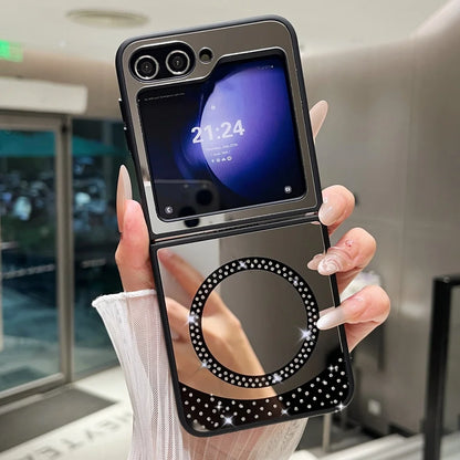 Magnetic wireless charging makeup mirror bling diamonds hard case samsung - product image
