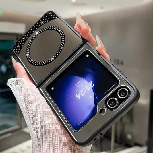 Magnetic wireless charging makeup mirror bling diamonds hard case samsung - product image
